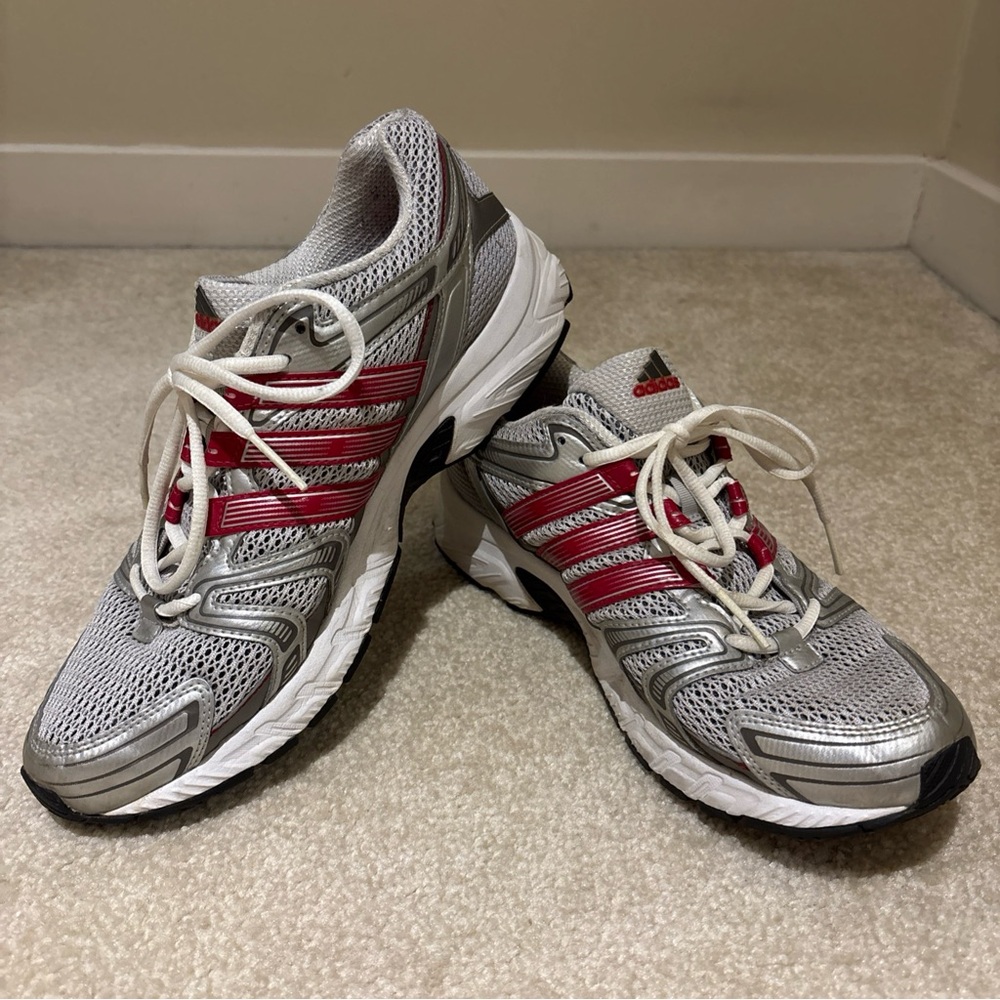 Adidas Adiprene Red Metallic Silver Running Athletic Shoes Sneakers Mens US 10